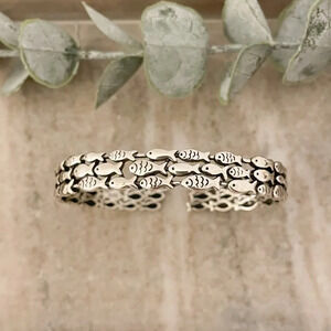 925 Sterling Silver Cuff Bracelet School of Fish Bracelet Modern Silver Bangle